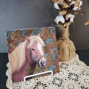 Beautiful Brown Ceramic Paisley Horse Decorative Plate Farmhouse Cracker Barrel